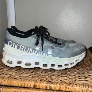 On Running woman’s Gray and White Athletic Shoes